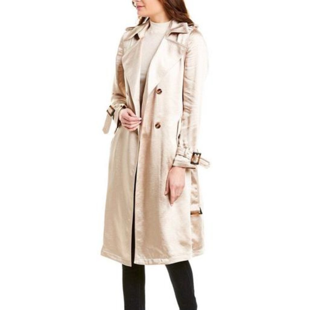 Badgley Mischka Double Breasted Champagne Trench Coat New (Sizes: Xs, S, M)